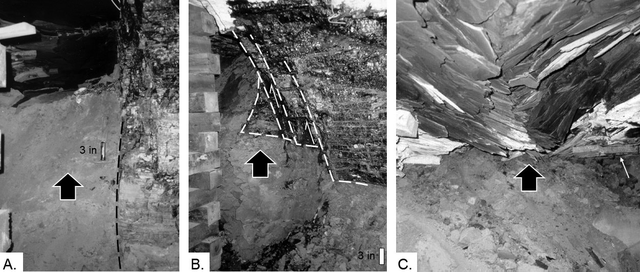 Examples of floor heave from a mine in the Springfield coal in western Kentucky.